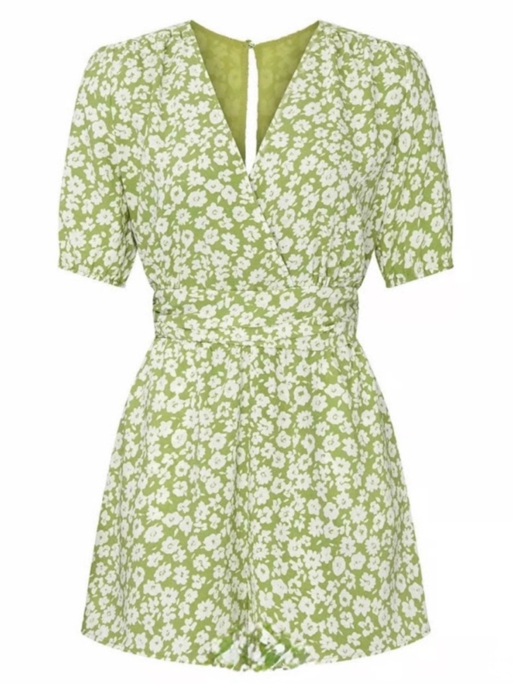 Heartloom Green and White Floral Wrap Romper